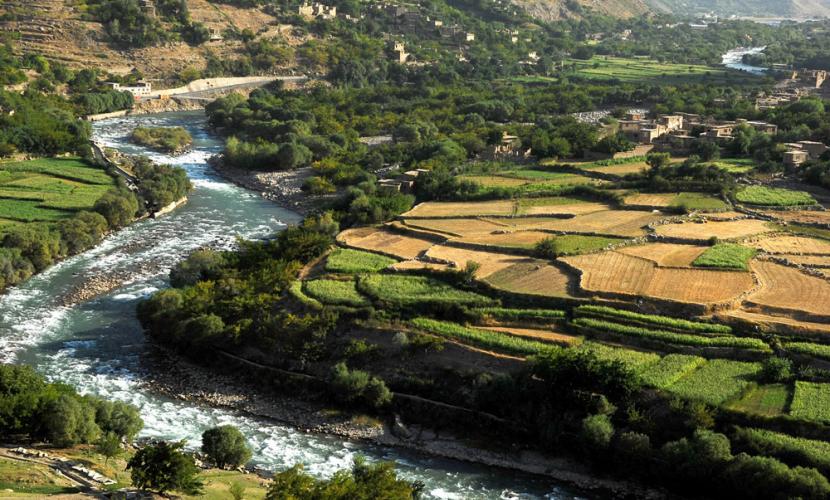 Landscape of a river in rural Afghanistan